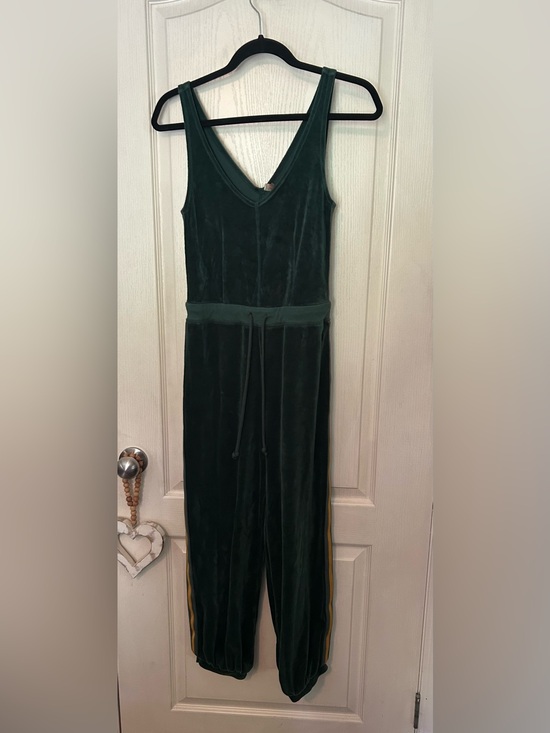 FP Movement by Free People Pants - FP Movement Velvet Forest Green Jumpsuit with Drawstring Waist